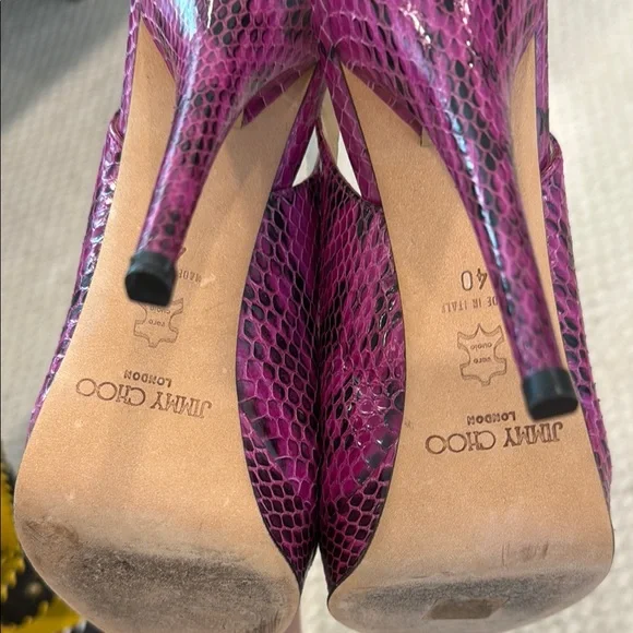 Jimmy Choo Fuchsia Snakeskin Peep Toe Slingback Heels size EU 40 - Picture 7 of 7